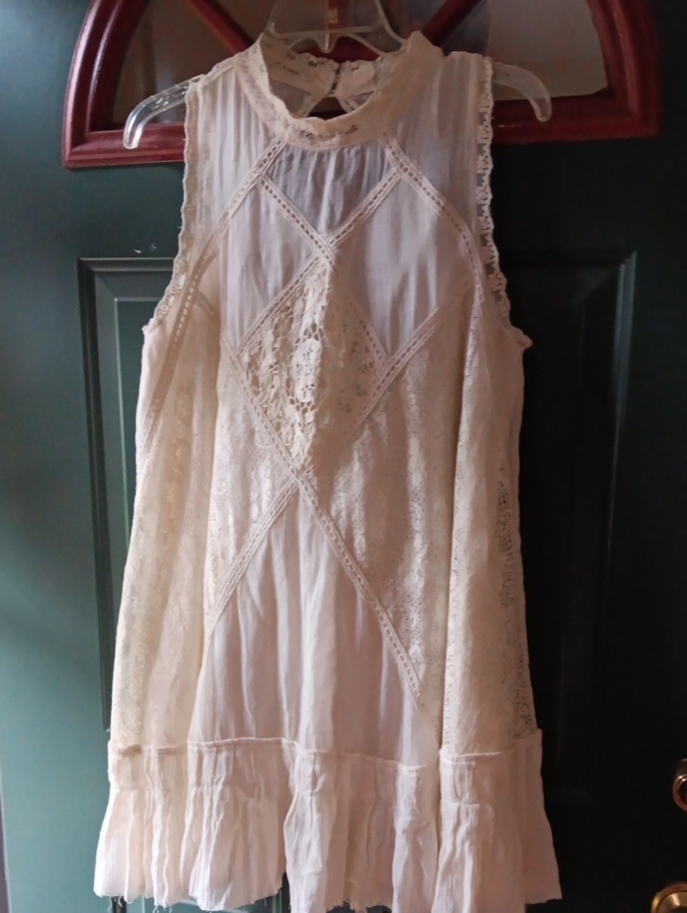 Free People One Ivory Lace Overlay Dress Size Large
